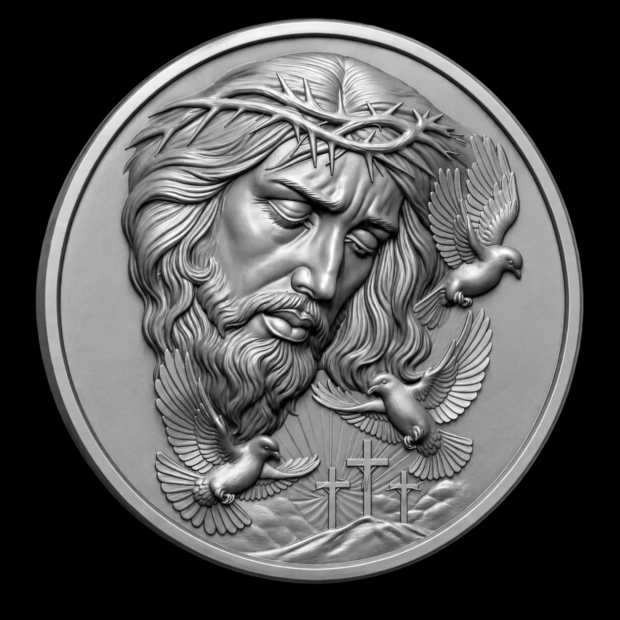 Jesus Christ wearing a crown of thorns 3D print model