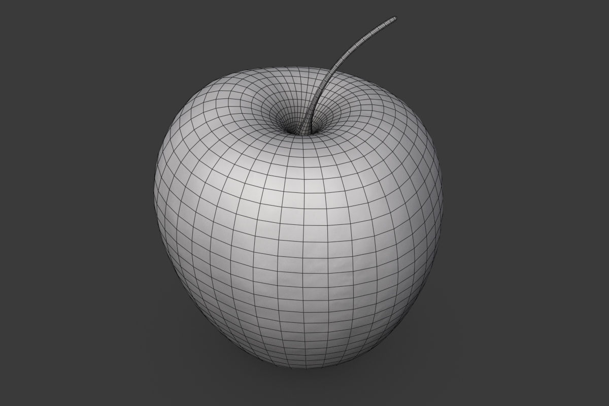 Yellow Apple Low-poly 3D model_1