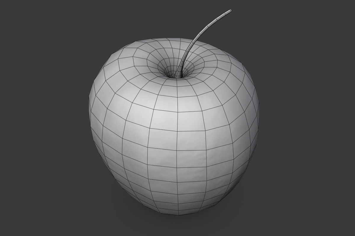 Yellow Apple Low-poly 3D model_2