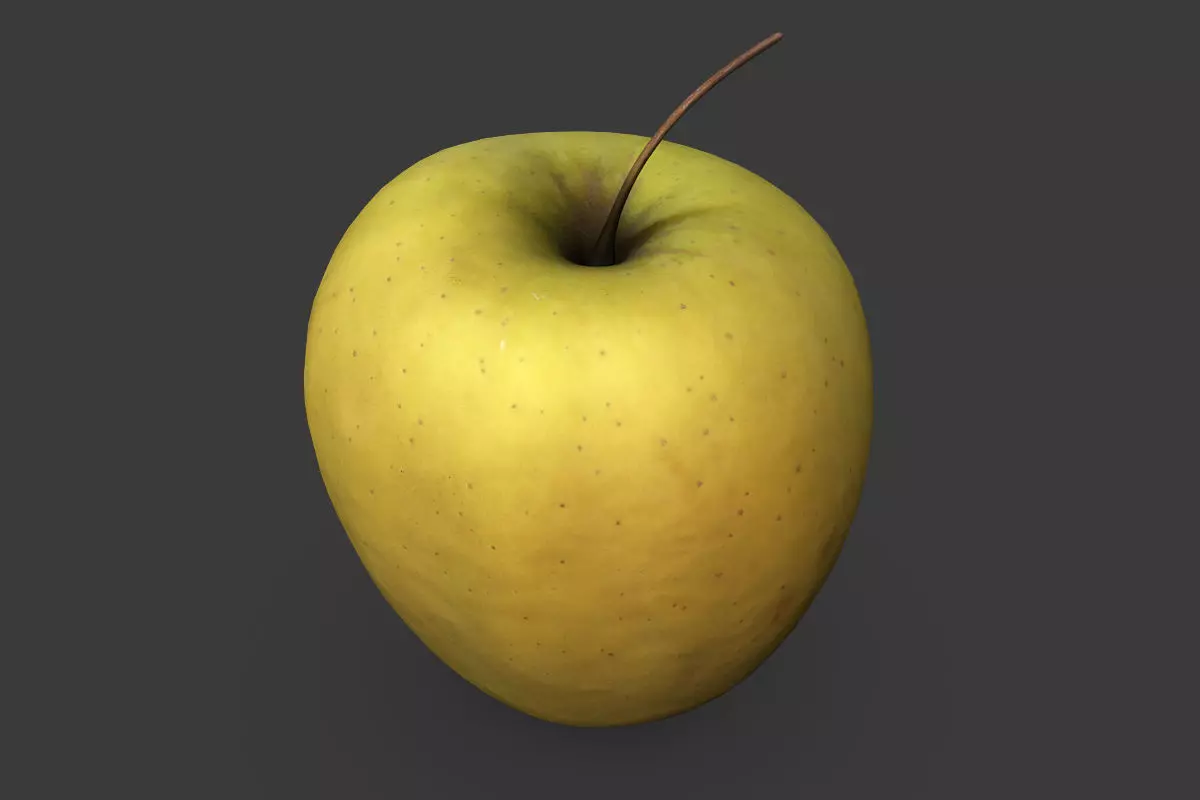 Yellow Apple Low-poly 3D model_0