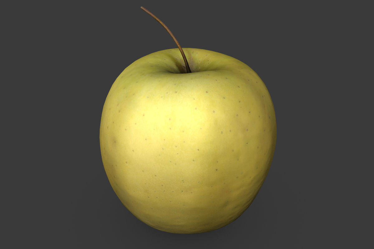 Crate with Yellow Apples 3D model_4