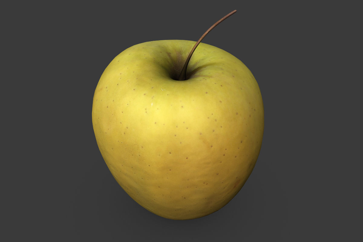 Crate with Yellow Apples 3D model_2