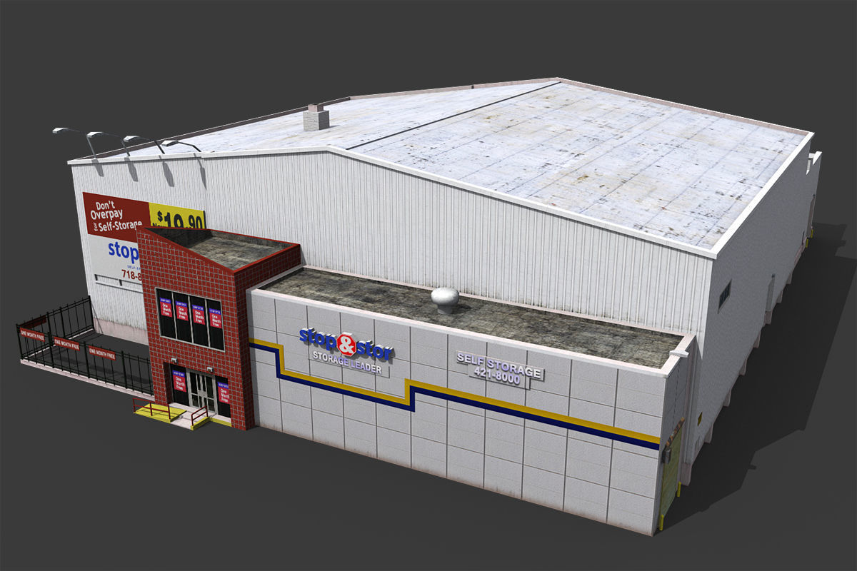 Self Storage Warehouse Low-poly 3D model_2