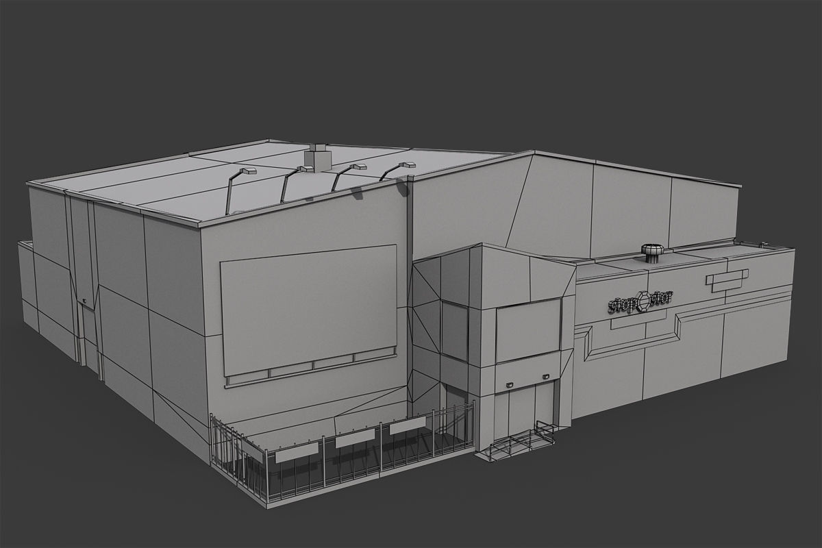 Self Storage Warehouse Low-poly 3D model_1