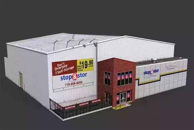 Self Storage Warehouse Low-poly 3D model Self Storage Warehouse Low-poly 3D model