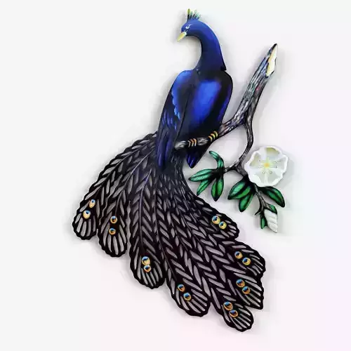 Peacock on branch 3D model