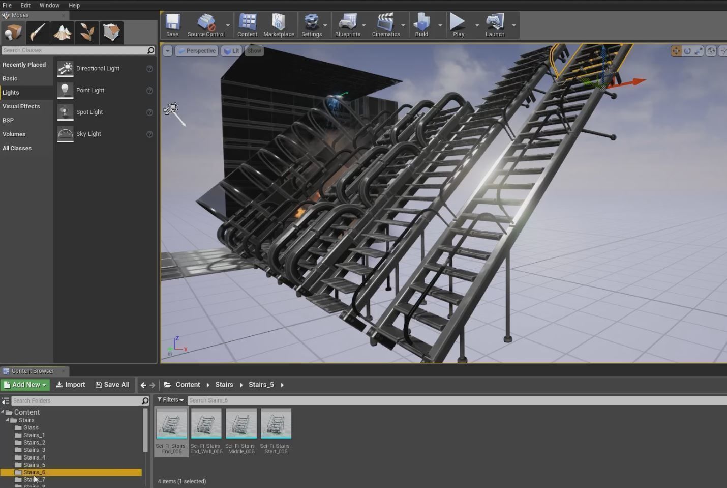 Futuristic Stairs Collection - 43 Components - Basic Version Low-poly 3D model_10