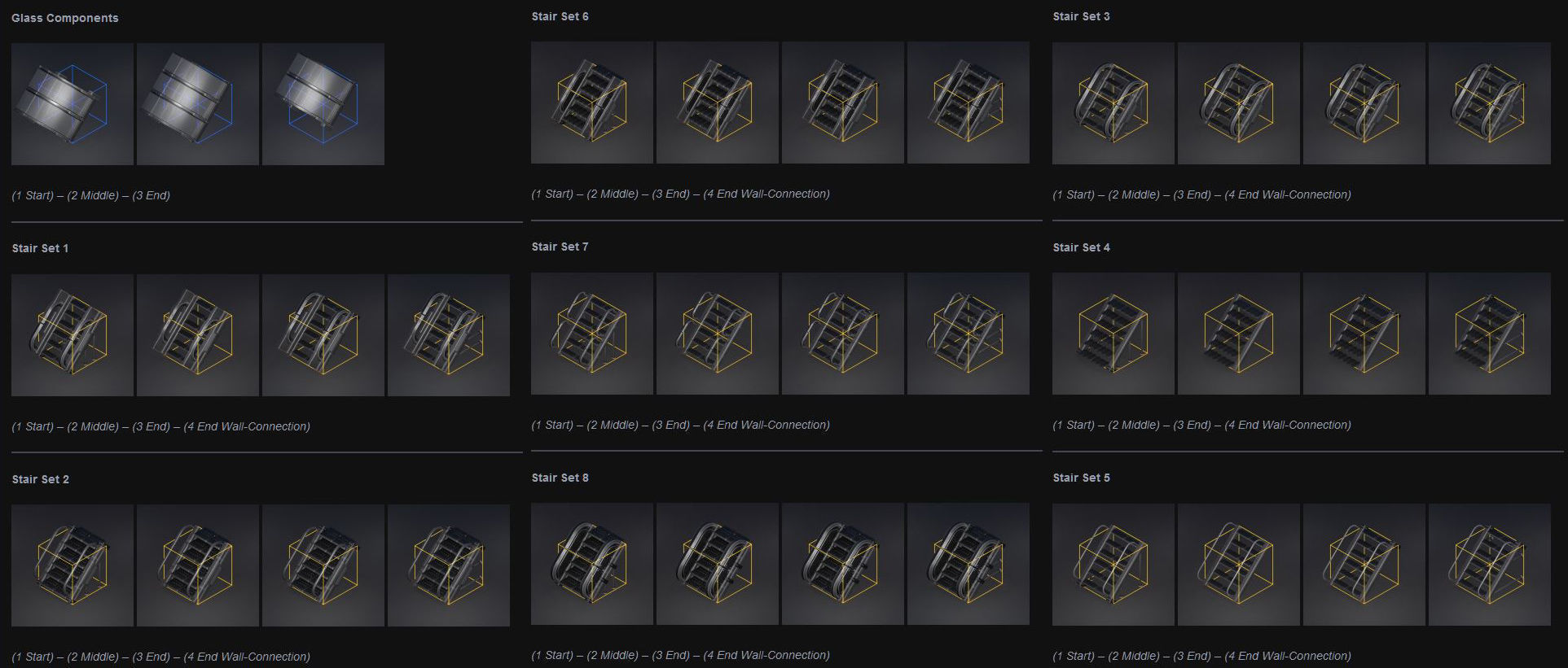 Futuristic Stairs Collection - 43 Components - Basic Version Low-poly 3D model_6