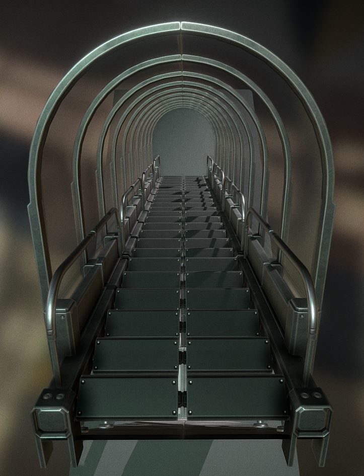 Futuristic Stairs Collection - 43 Components - Basic Version Low-poly 3D model_12