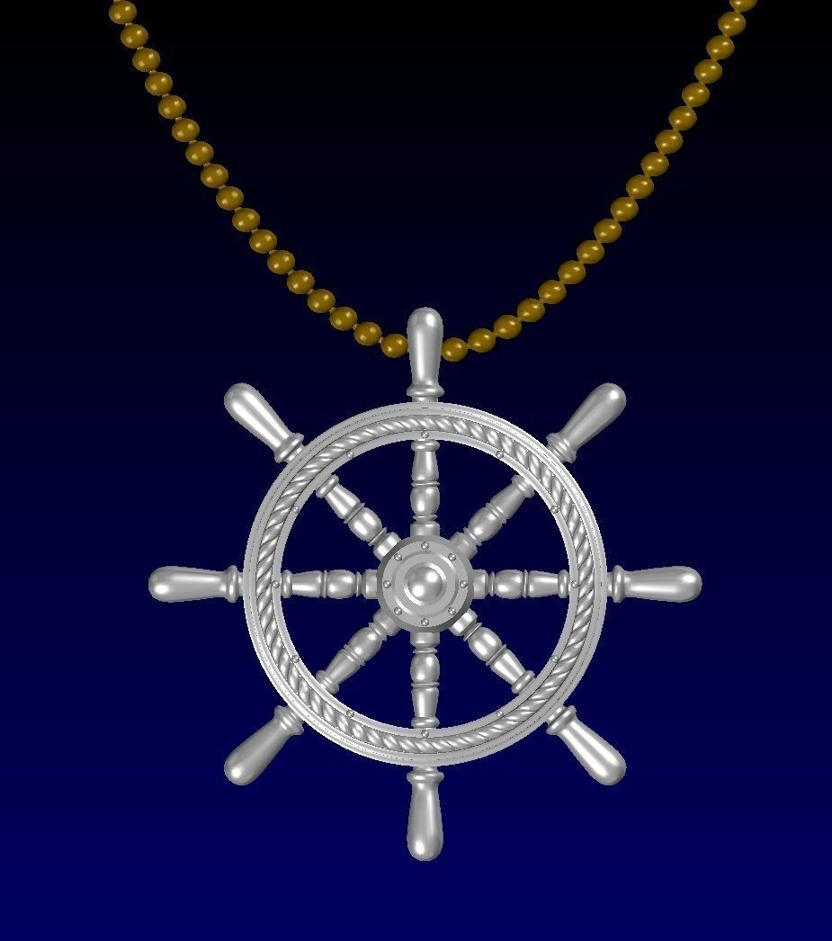 Ship Wheel Pendant 3D print model_1