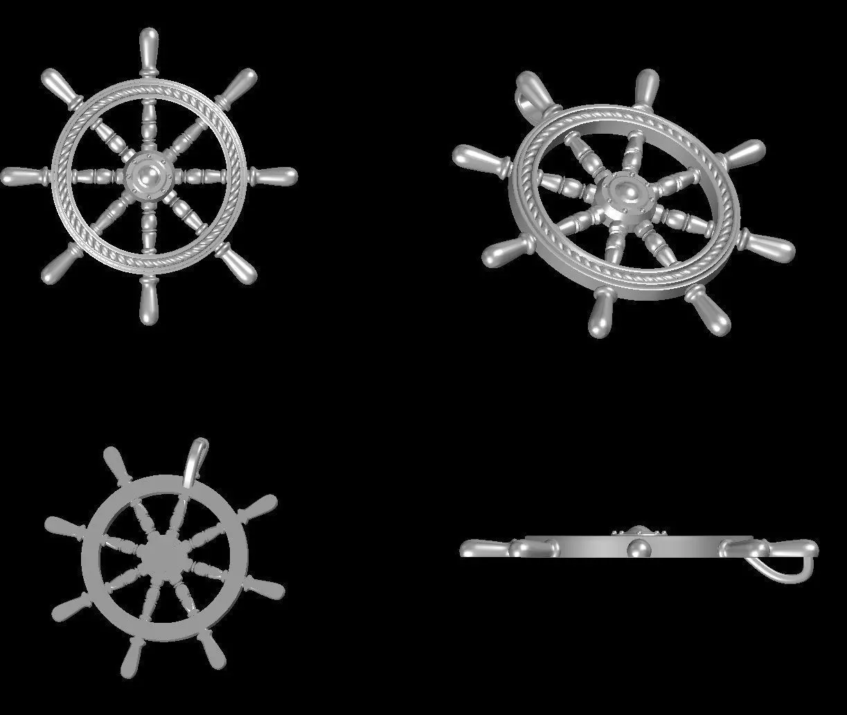 Ship Wheel Pendant 3D print model_0