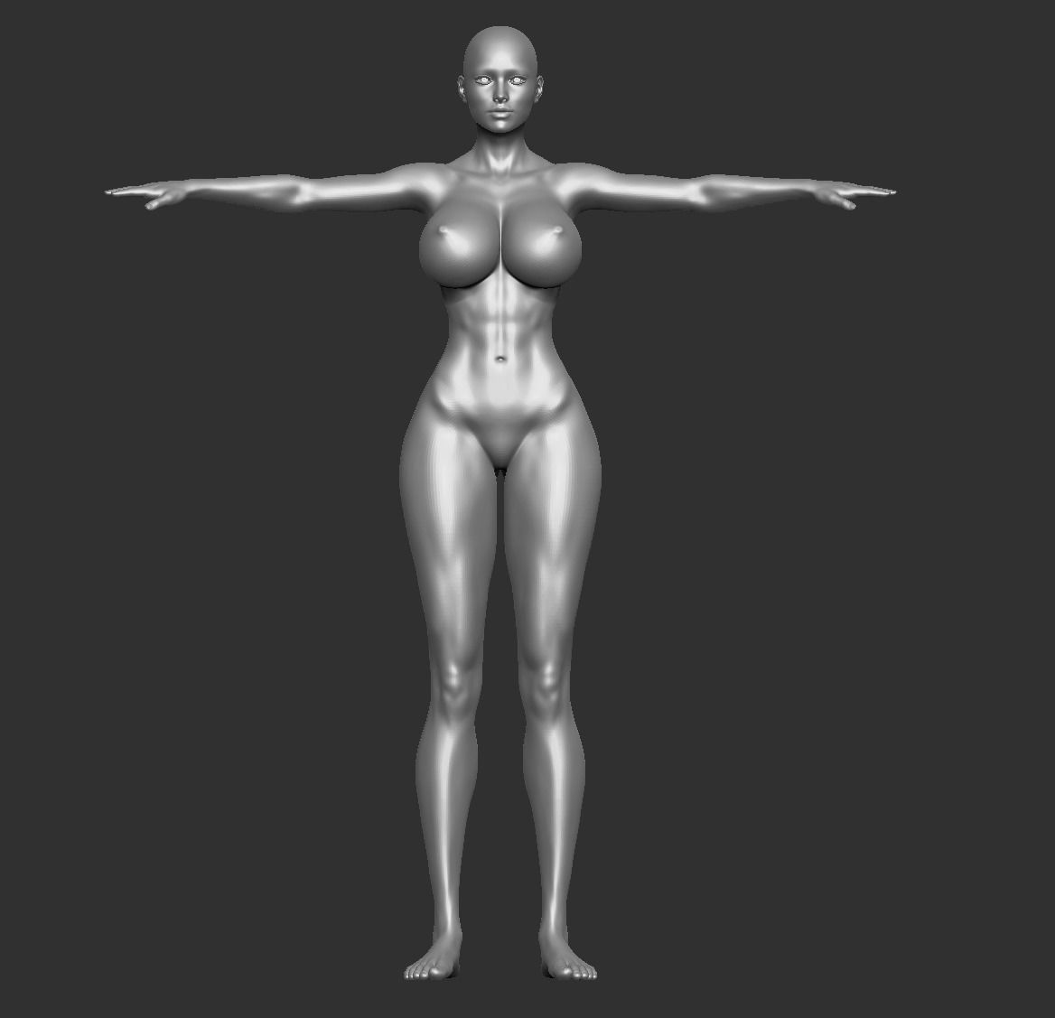 Female Template Busty Curvy Lewd Kardashian Body 3D model_1