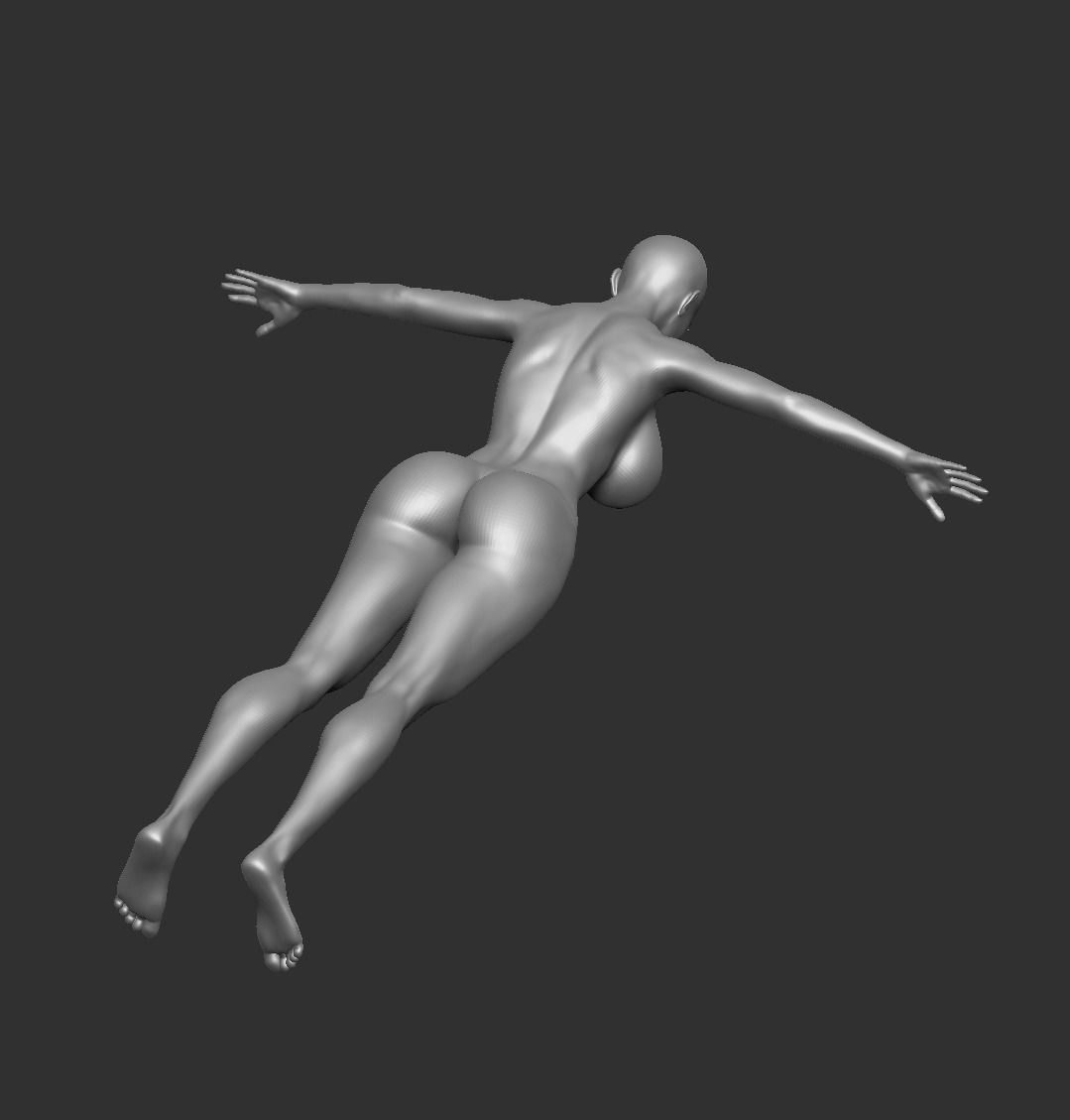 Female Template Busty Curvy Lewd Kardashian Body 3D model_4