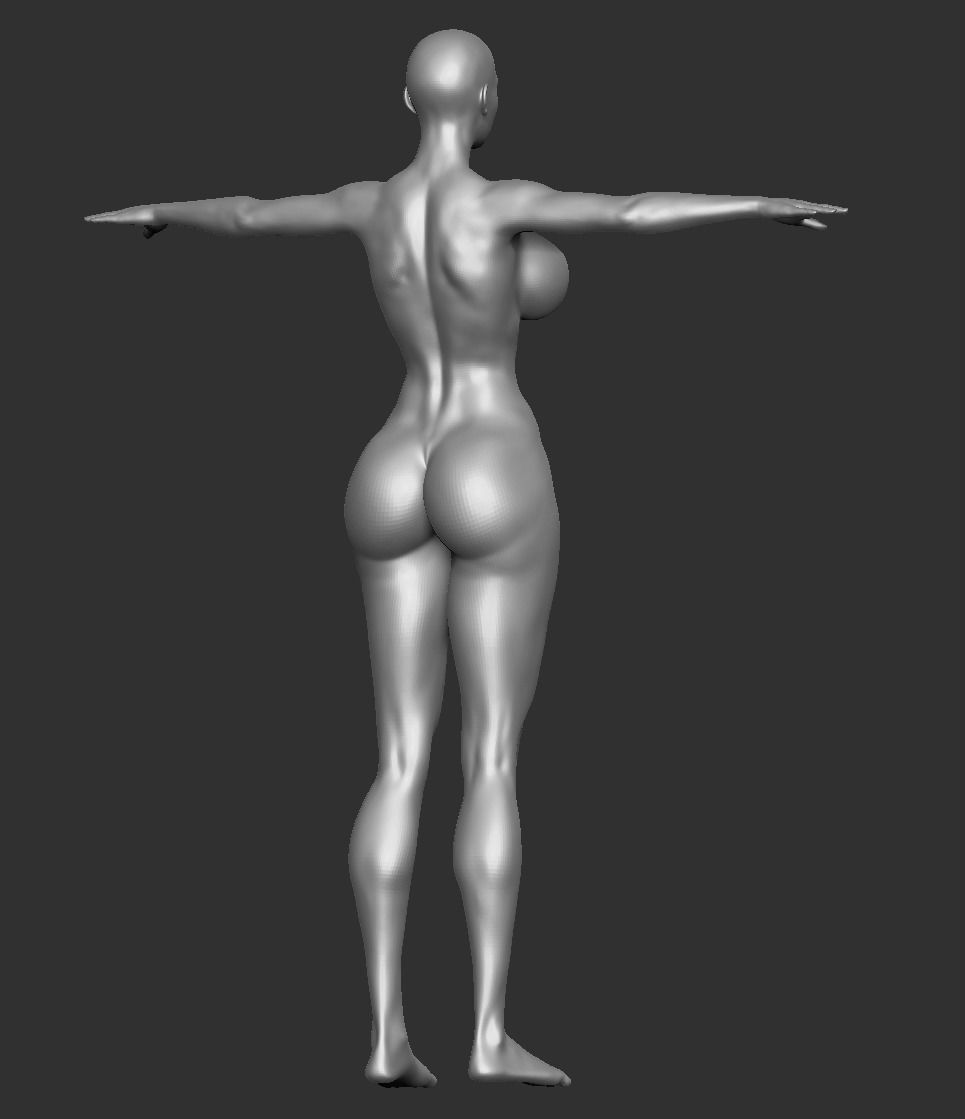 Female Template Busty Curvy Lewd Kardashian Body 3D model_2