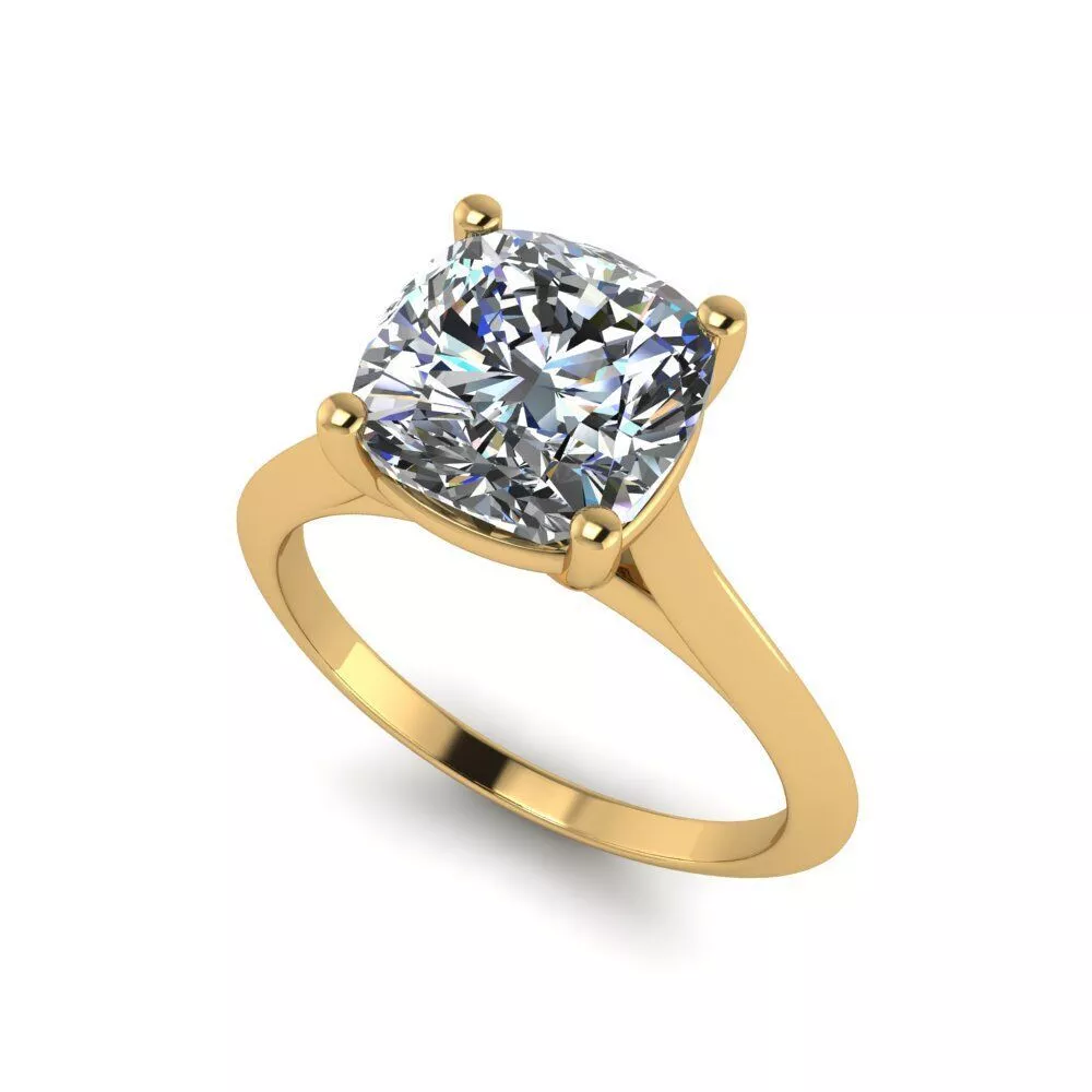 Elegant CushionCut Solitaire Engagement Ring 3D Model 3D print model