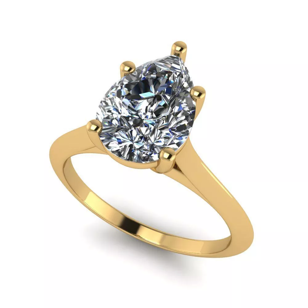 Elegant PearCut Solitaire Ring with 5Prong Setting 3D print model