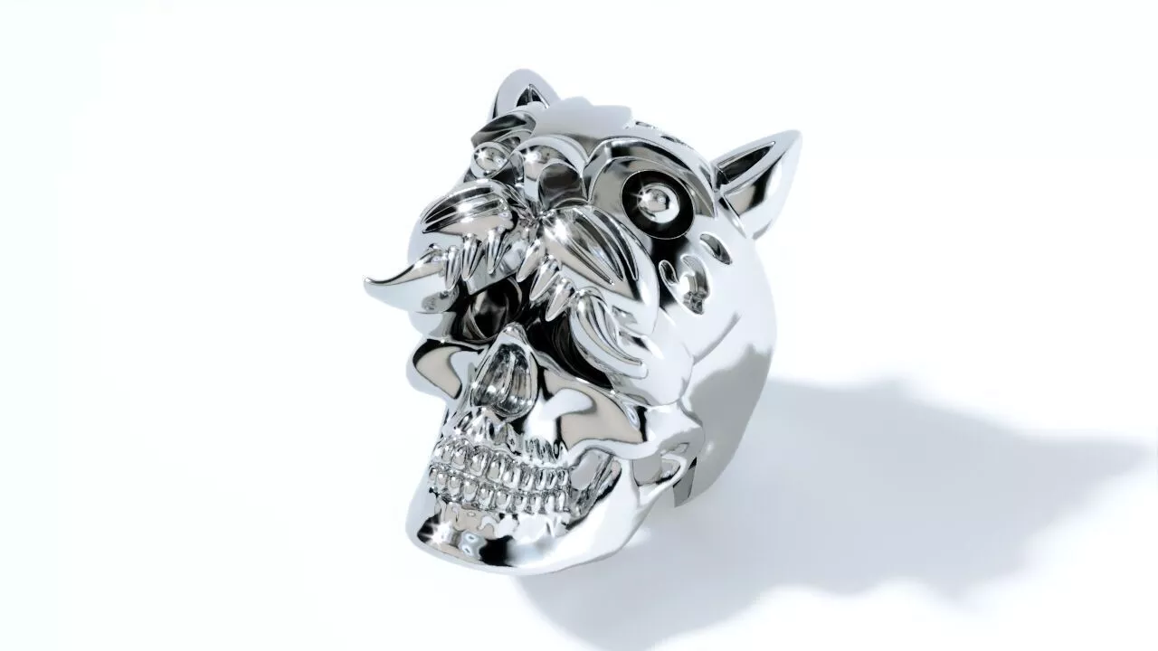 Jaguar Warrior Skull ring 3D print model