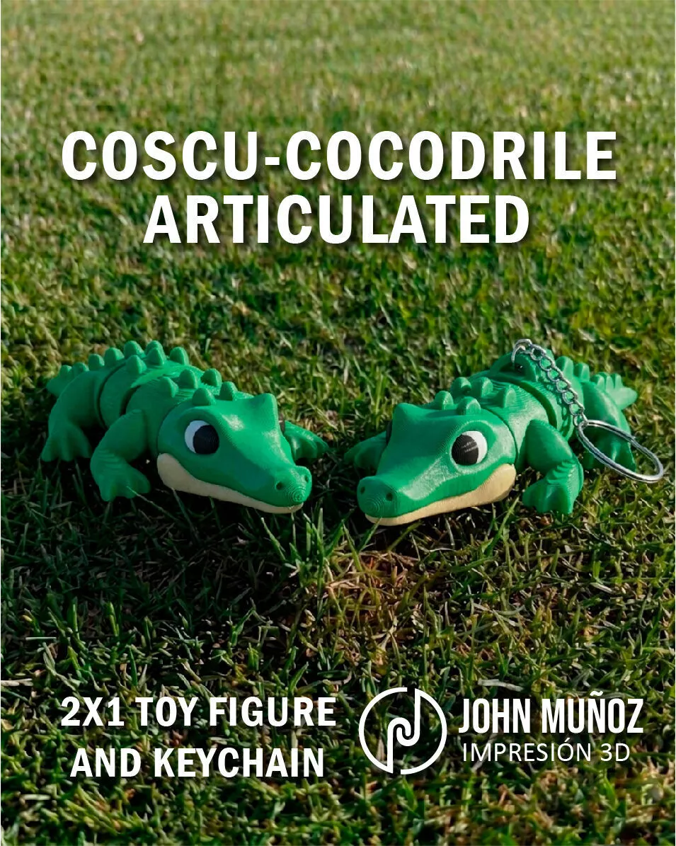 Coscu Cocodrile fidget Toy and Keychain Articulated free suppor 3D print model
