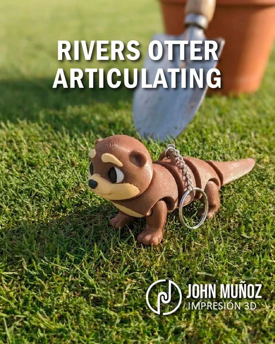Rivers Otter fidget Toy and Keychain Articulated free support 3D print model