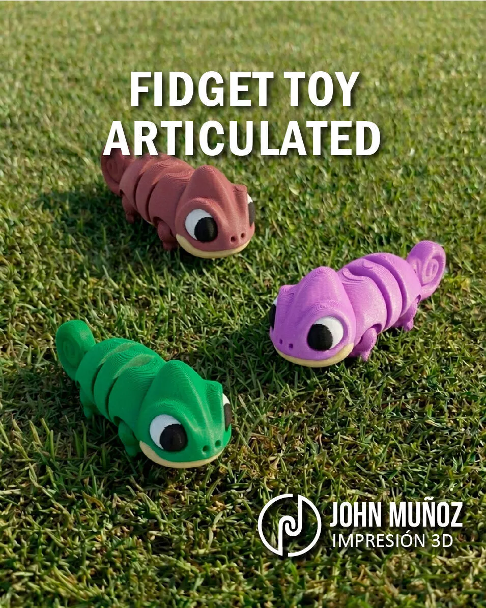 Gizmo Chameleo fidget Toy and Keychain Articulated free support 3D print model