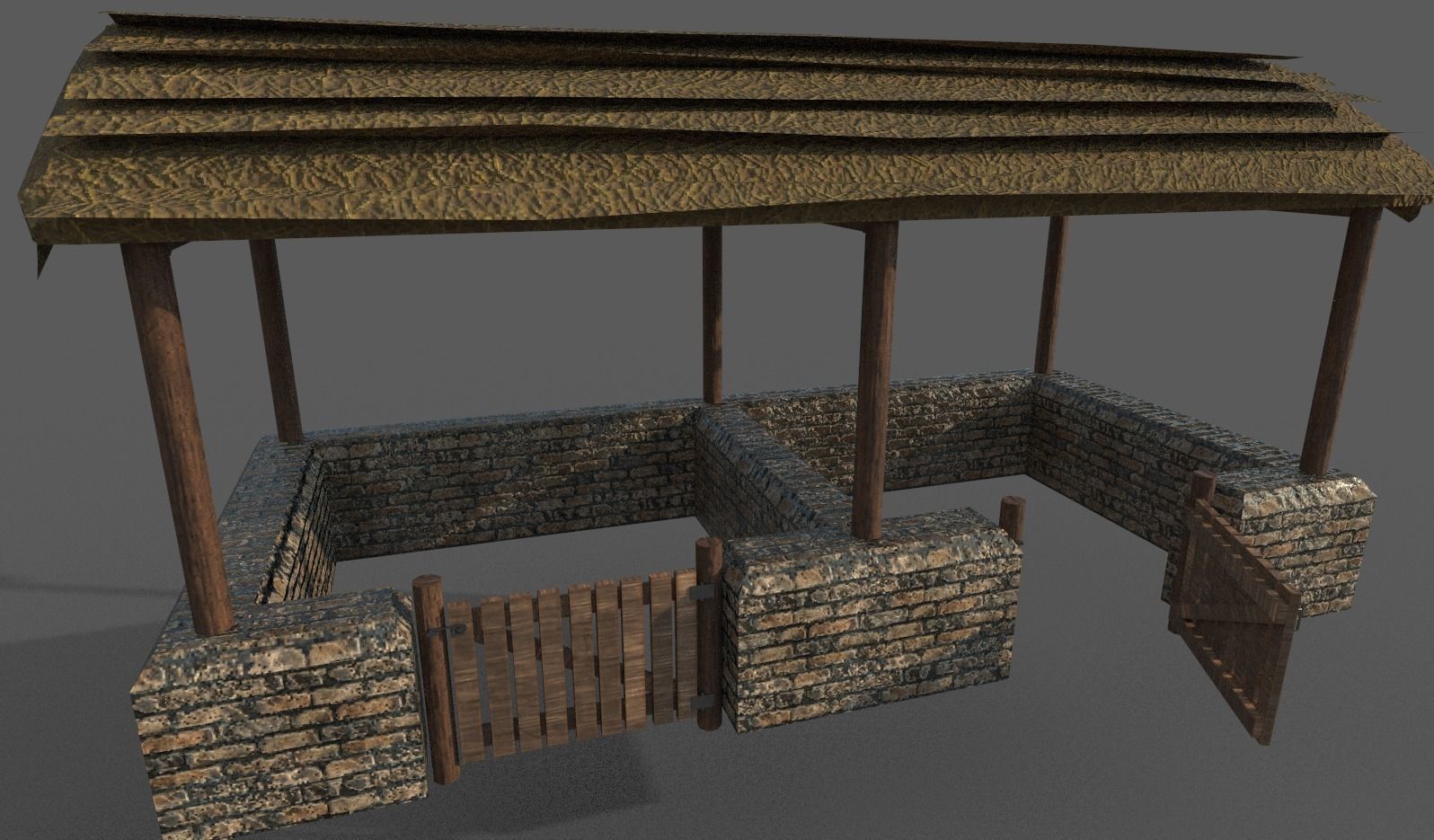 Medieval Stable Low-poly 3D model