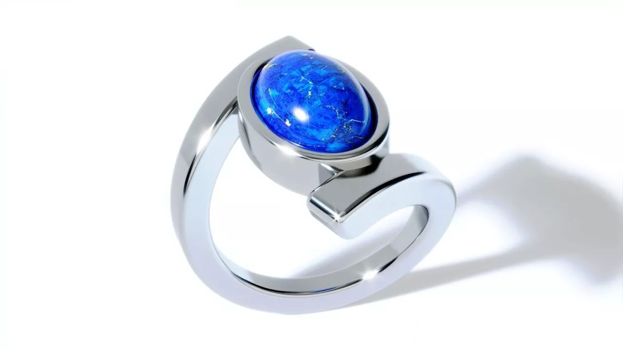 Crossed Cabochon Ring 3D print model