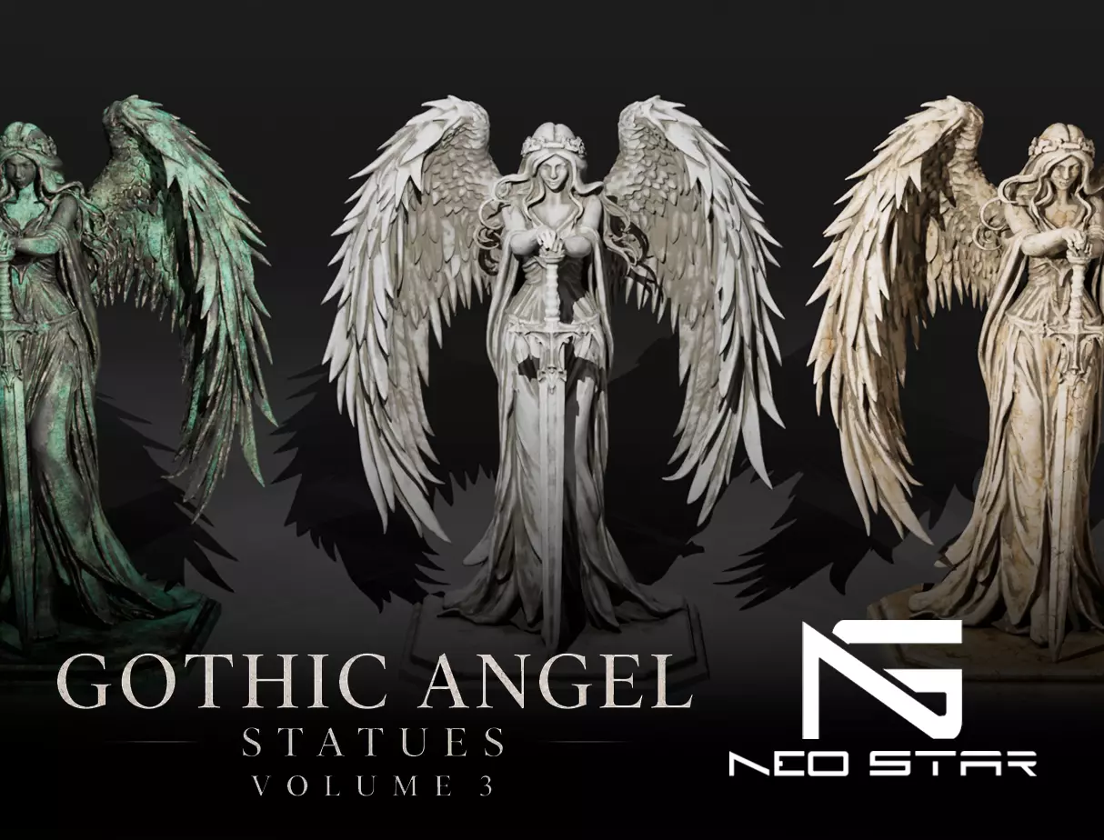 Gothic Angel Statues Vol 3 Low-poly 3D model