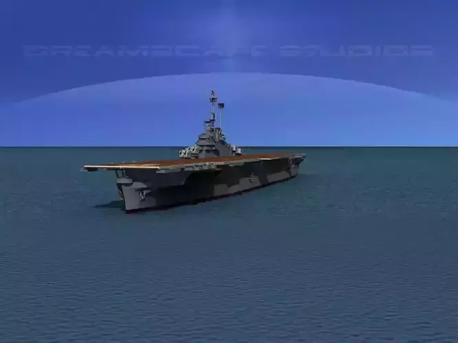 Essex Class Aircraft Carrier CV-17 USS Bunker Hill 3D model