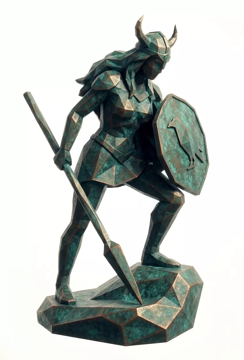 Low Poly Warrior Woman 3D Model 3D print model