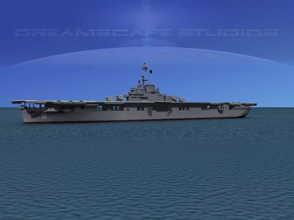 Essex Class Aircraft Carrier CV-18 USS Wasp 3D model_0