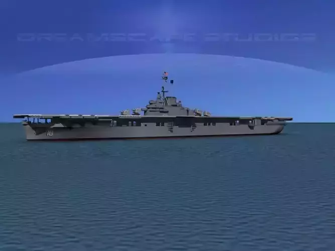 Essex Class Aircraft Carrier CV-18 USS Wasp 3D model
