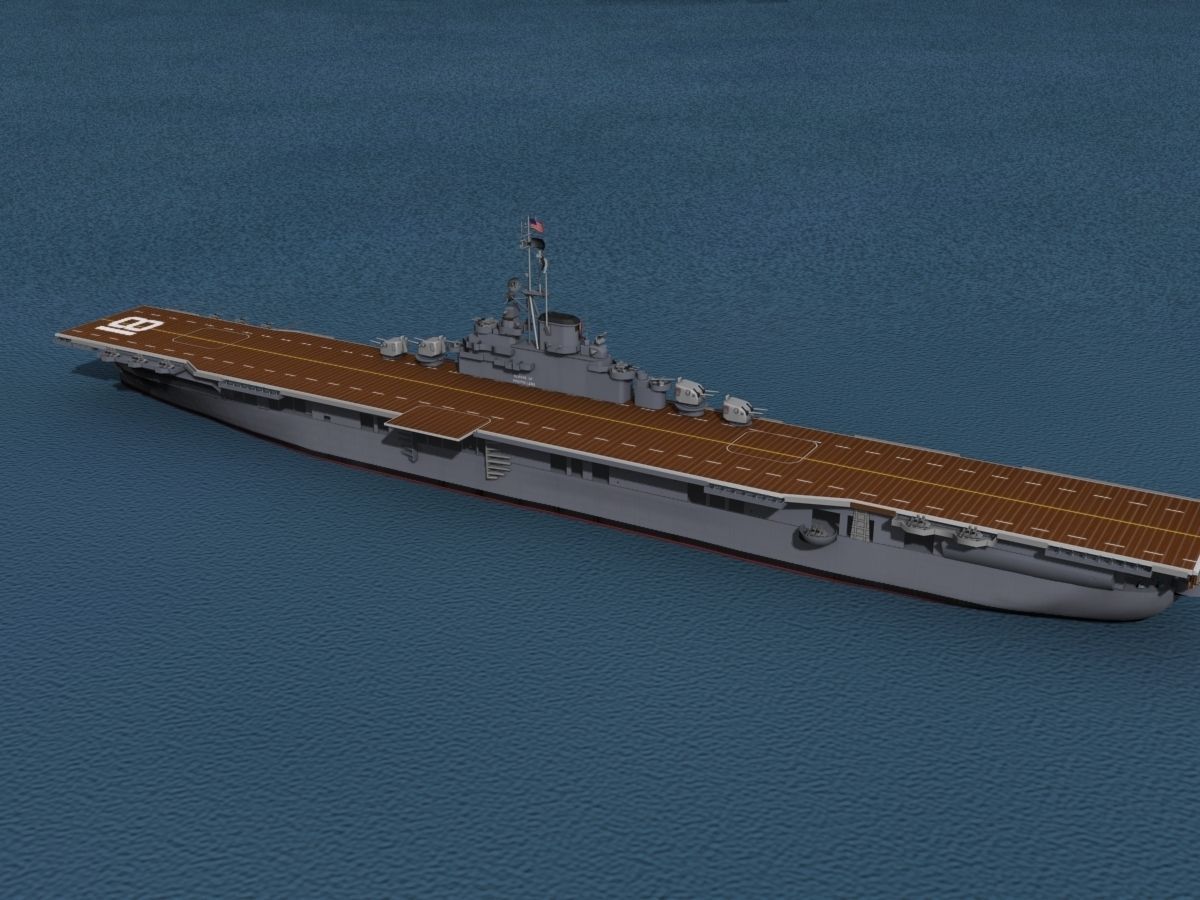 Essex Class Aircraft Carrier CV-18 USS Wasp 3D model_8