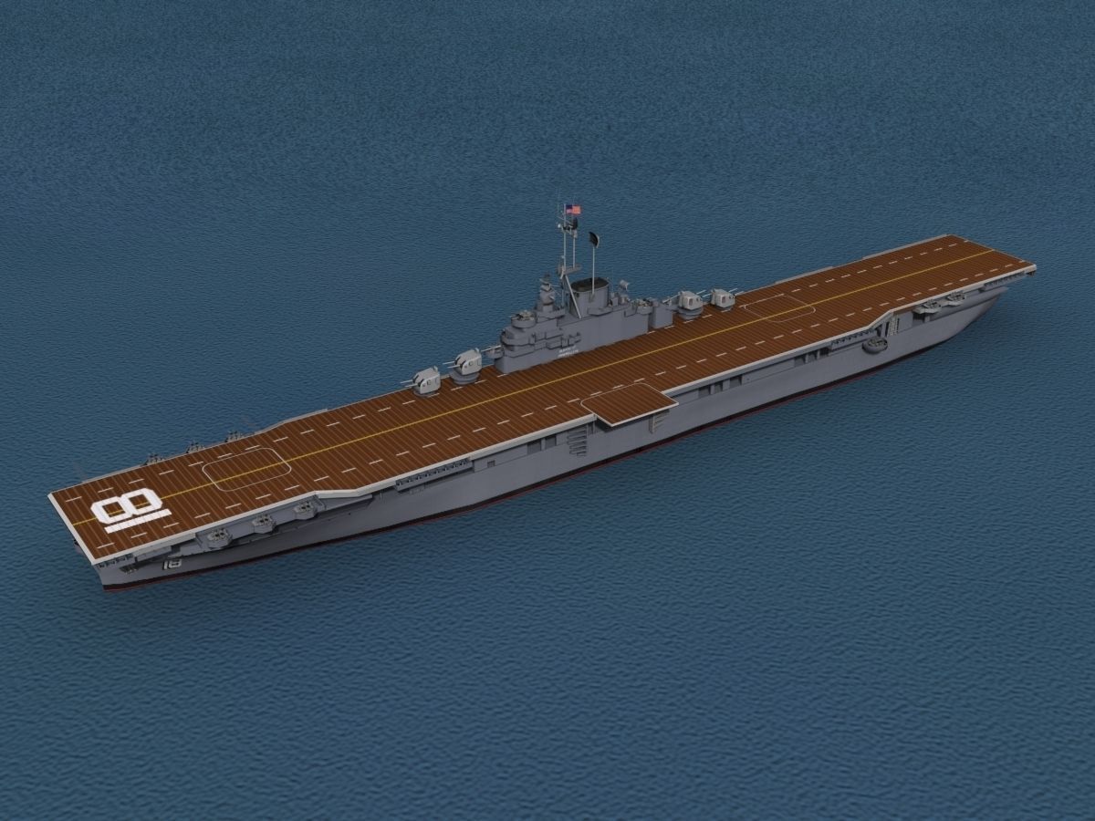 Essex Class Aircraft Carrier CV-18 USS Wasp 3D model_10