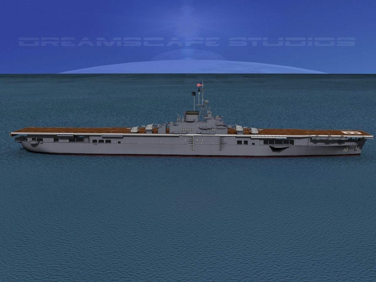 Essex Class Aircraft Carrier CV-18 USS Wasp 3D model_4