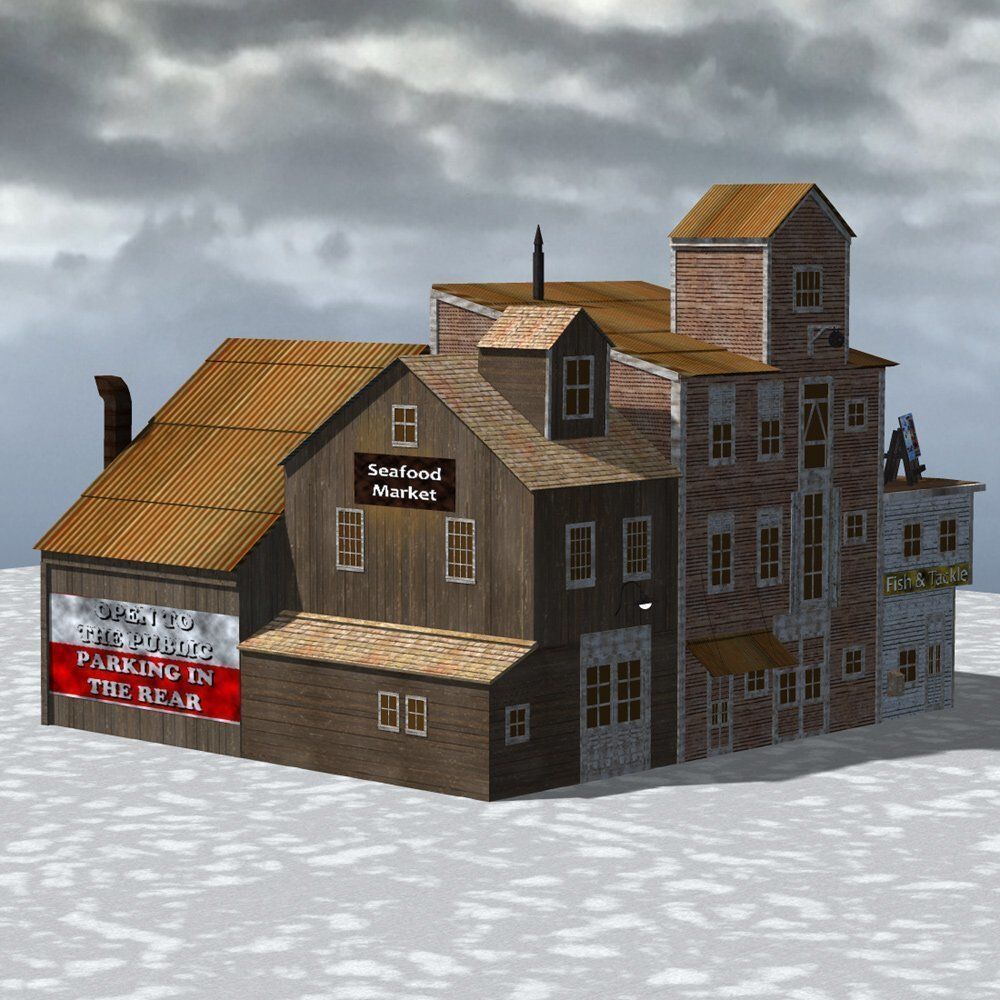 Wharf Building for obj and fbx 3D model_2