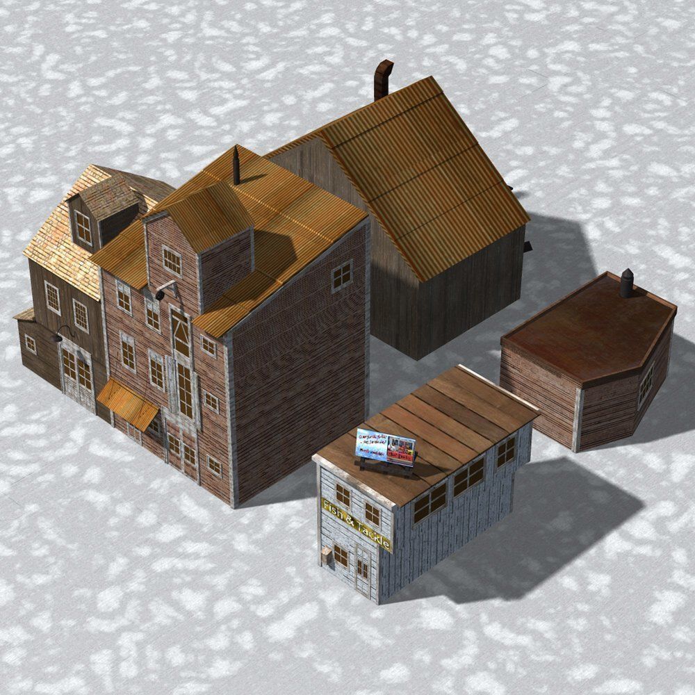 Wharf Building for obj and fbx 3D model_9