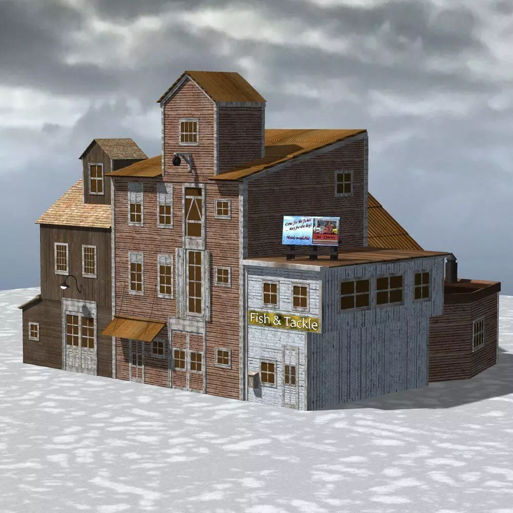 Wharf Building for obj and fbx 3D model_0