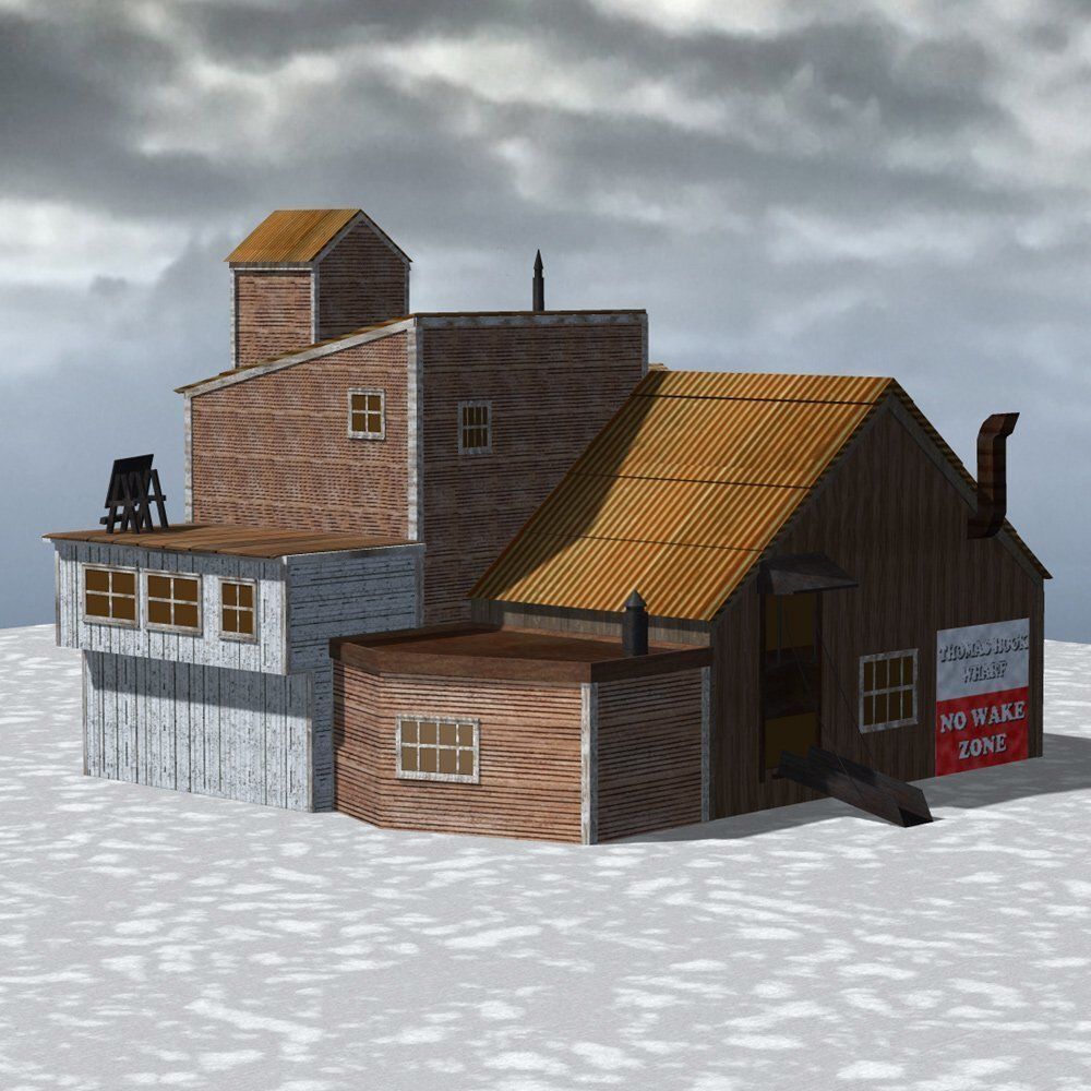 Wharf Building for obj and fbx 3D model_1