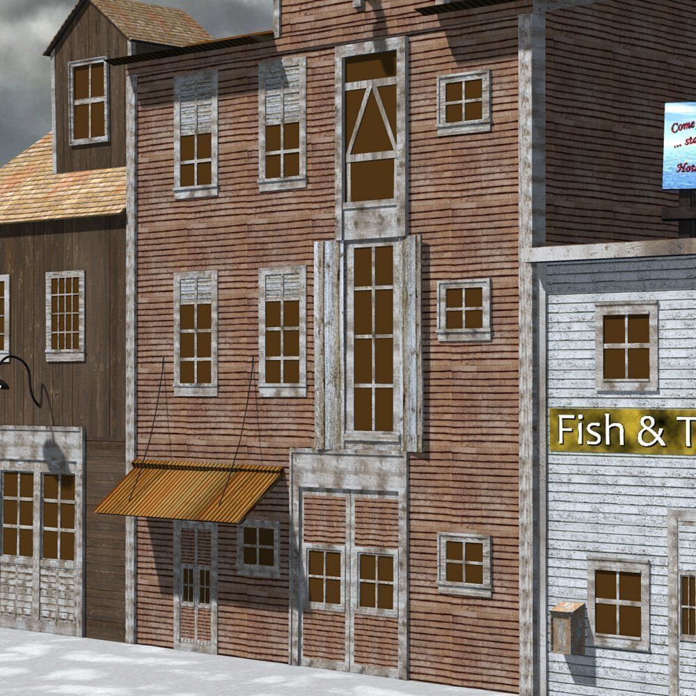 Wharf Building for obj and fbx 3D model_7