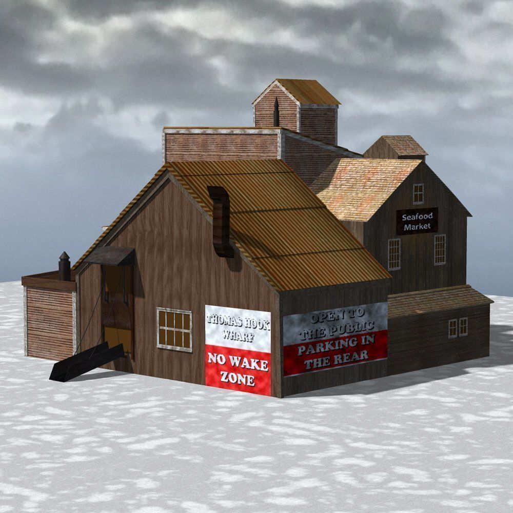 Wharf Building for obj and fbx 3D model_4