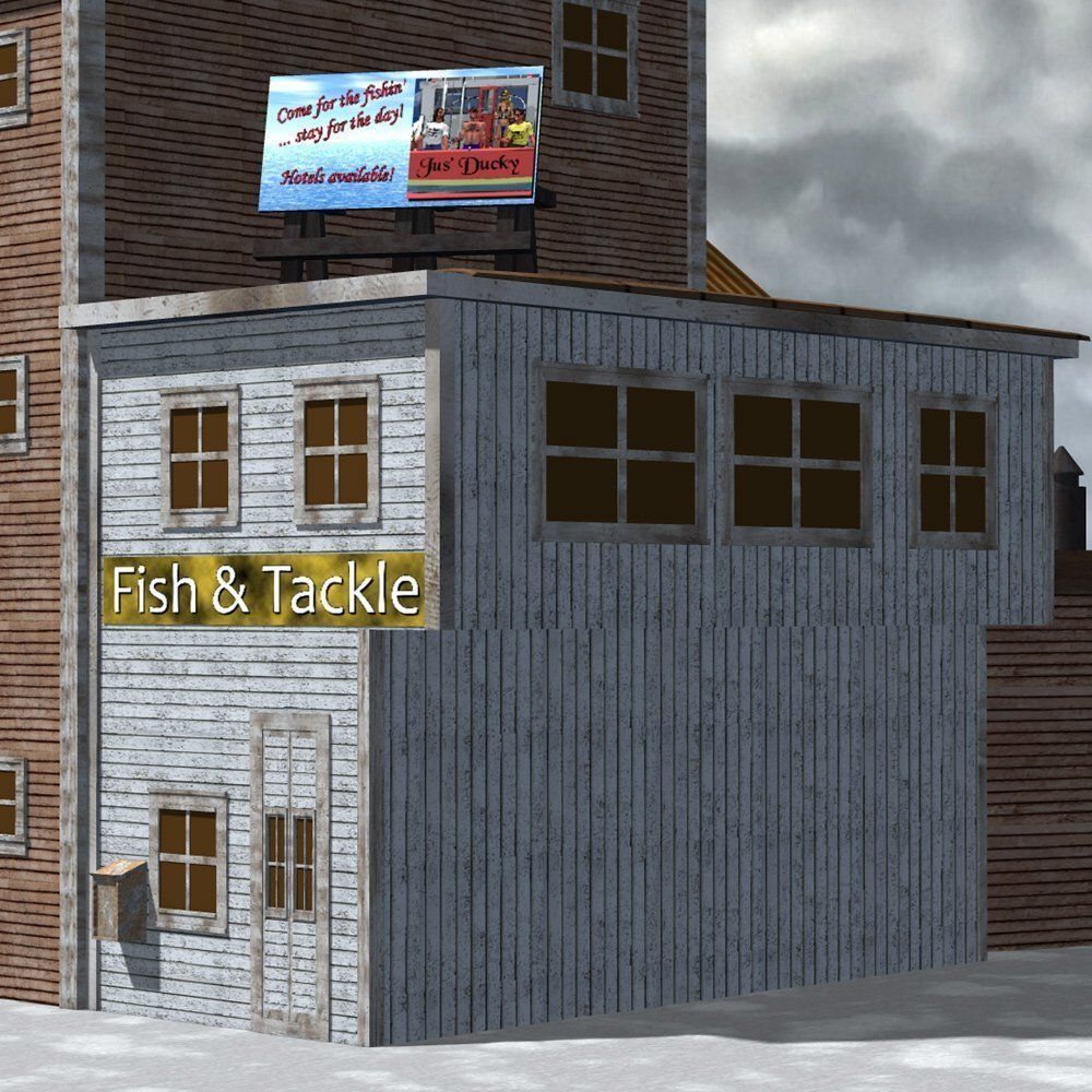 Wharf Building for obj and fbx 3D model_6