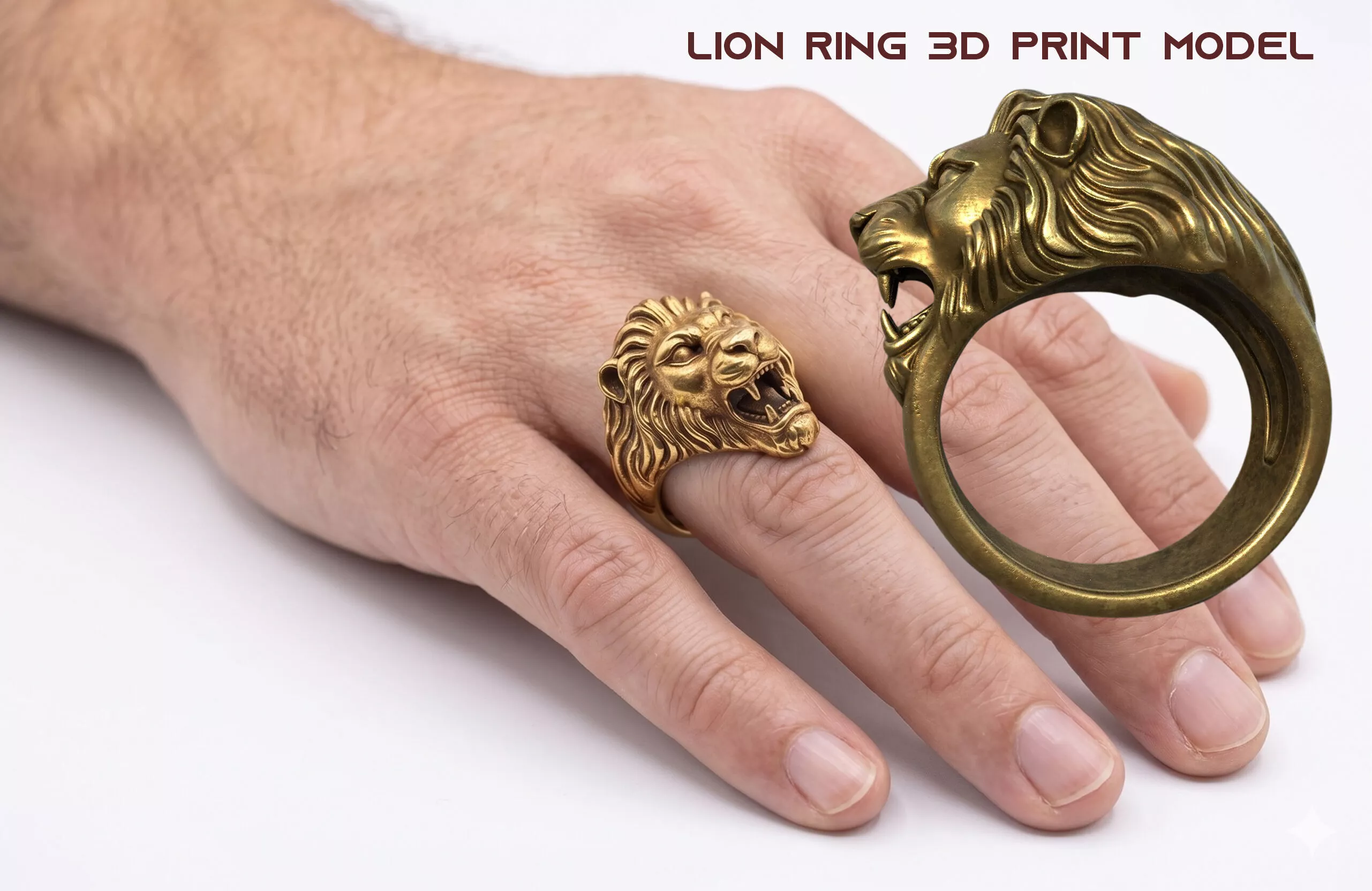lion ring 3D print model 3D print model