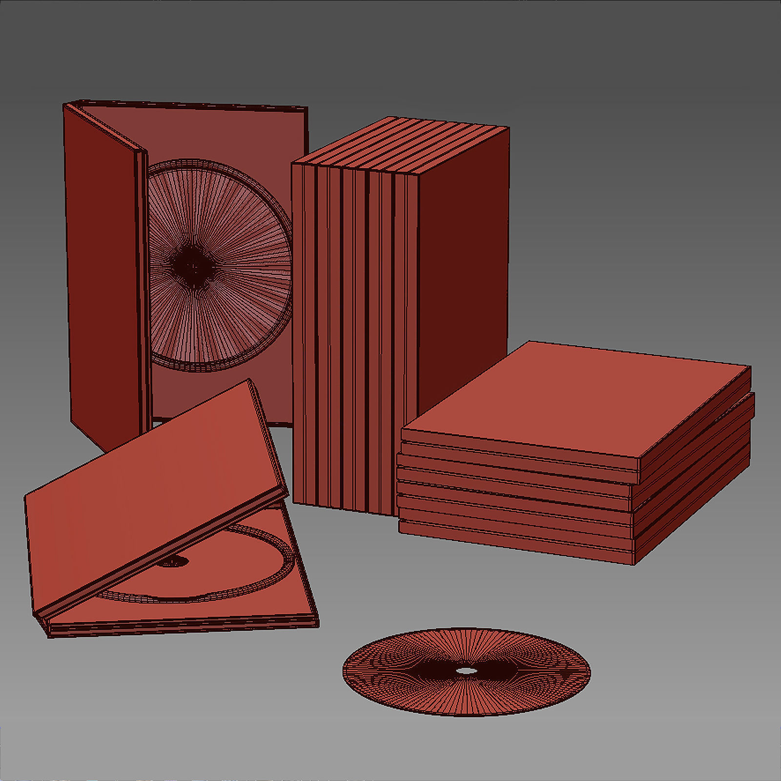 DVD disc with case 3D model_1