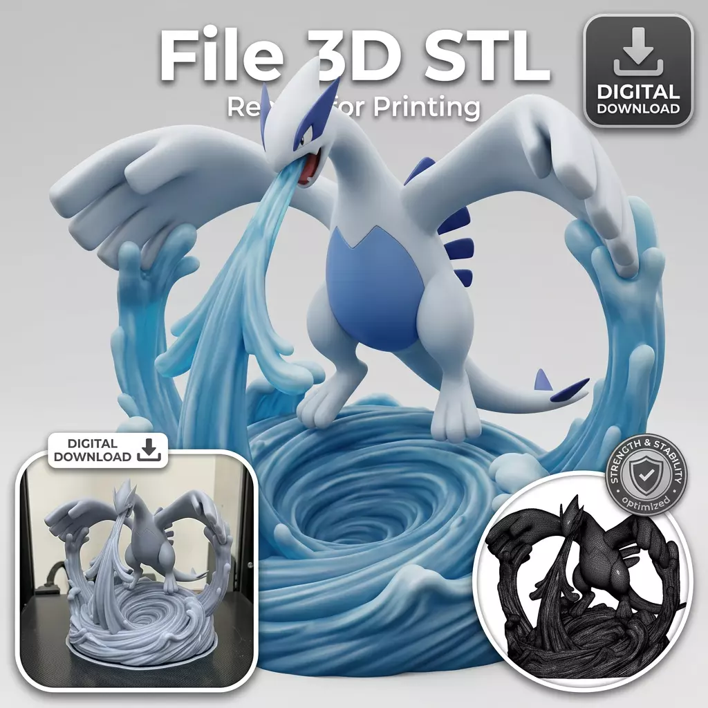 Lugia Water Vortex STL Pokemon Fan Art 3D Print Model 3D print model