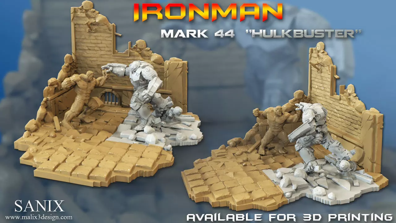 Avengers scene - Ironman Hulkbuster 3d Printable file Free 3D print model
