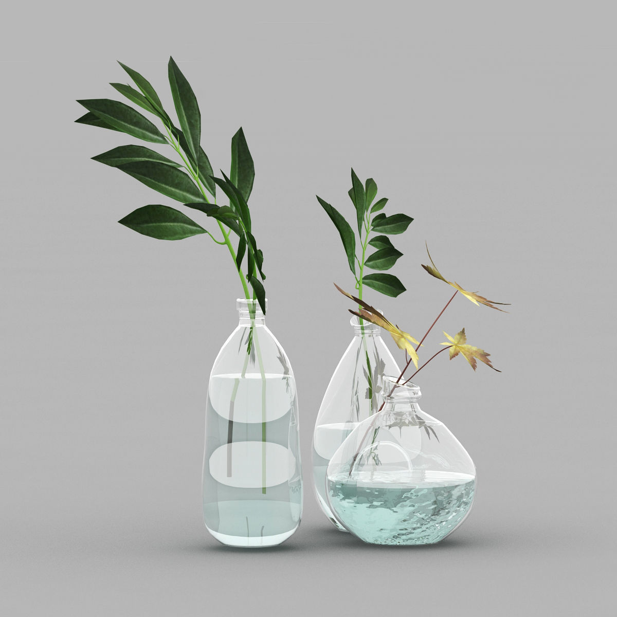 Leaf with vase 02 3D model_3