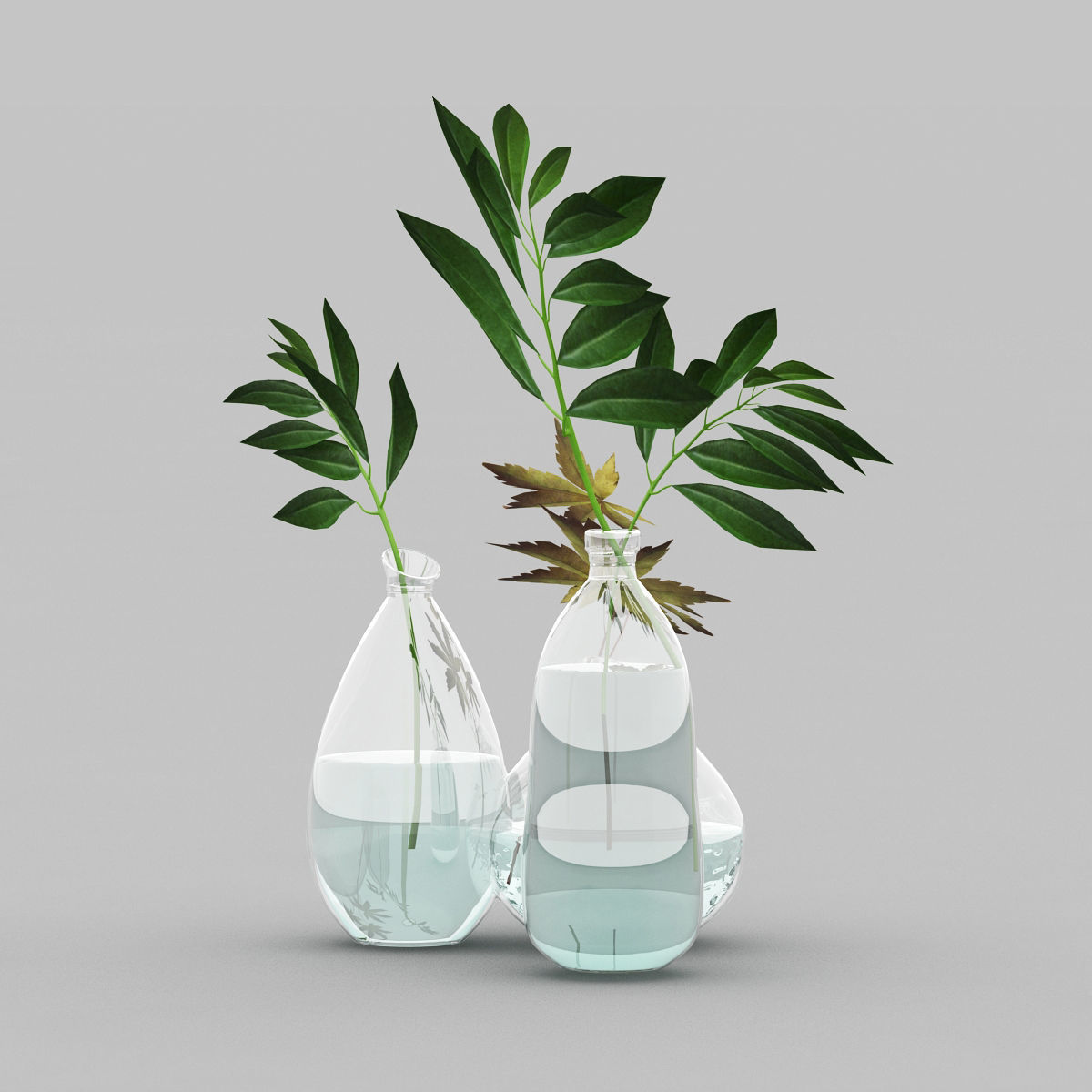 Leaf with vase 02 3D model_2