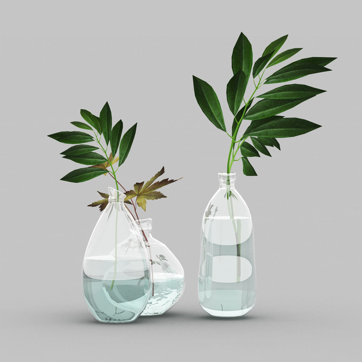 Leaf with vase 02 3D model_1