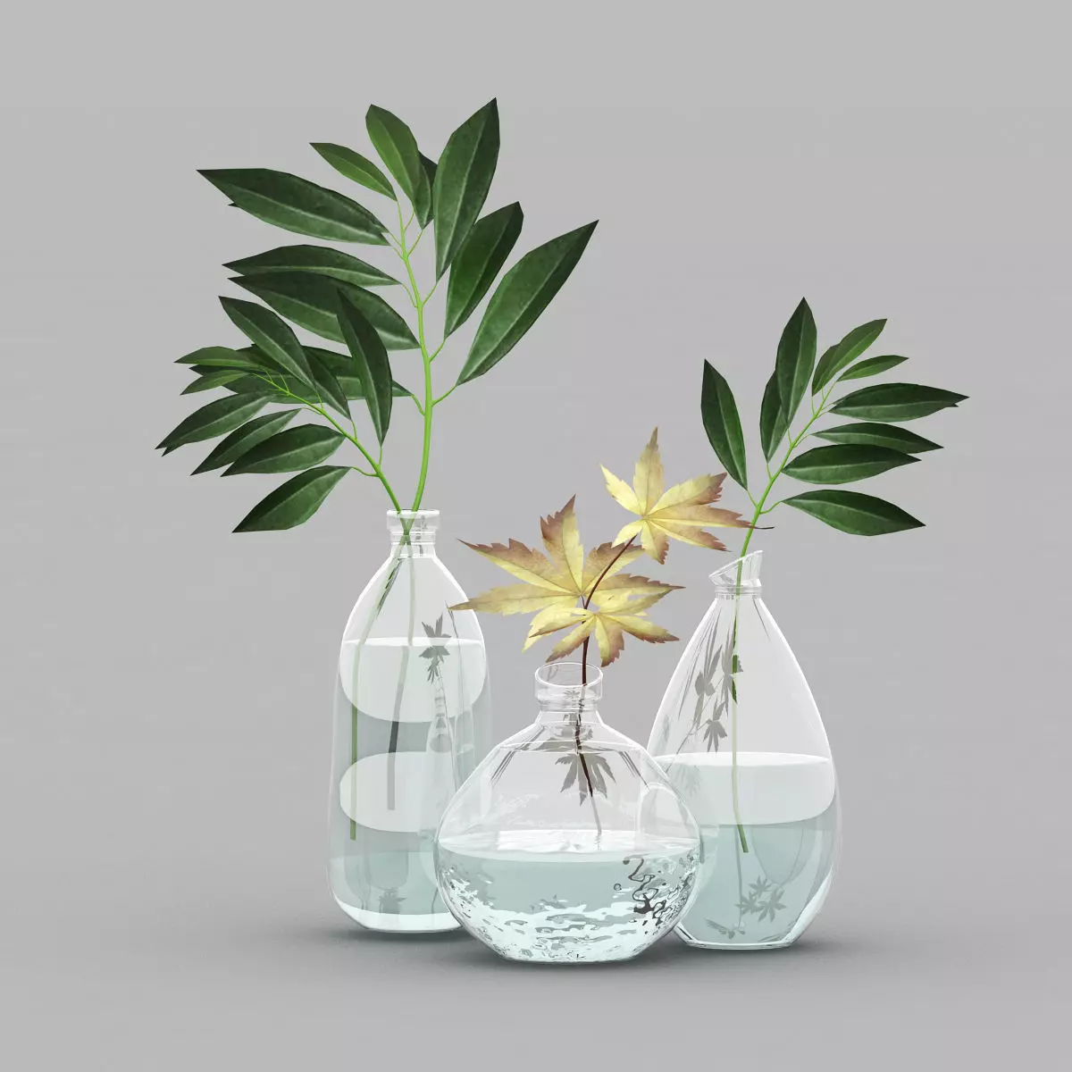 Leaf with vase 02 3D model_0