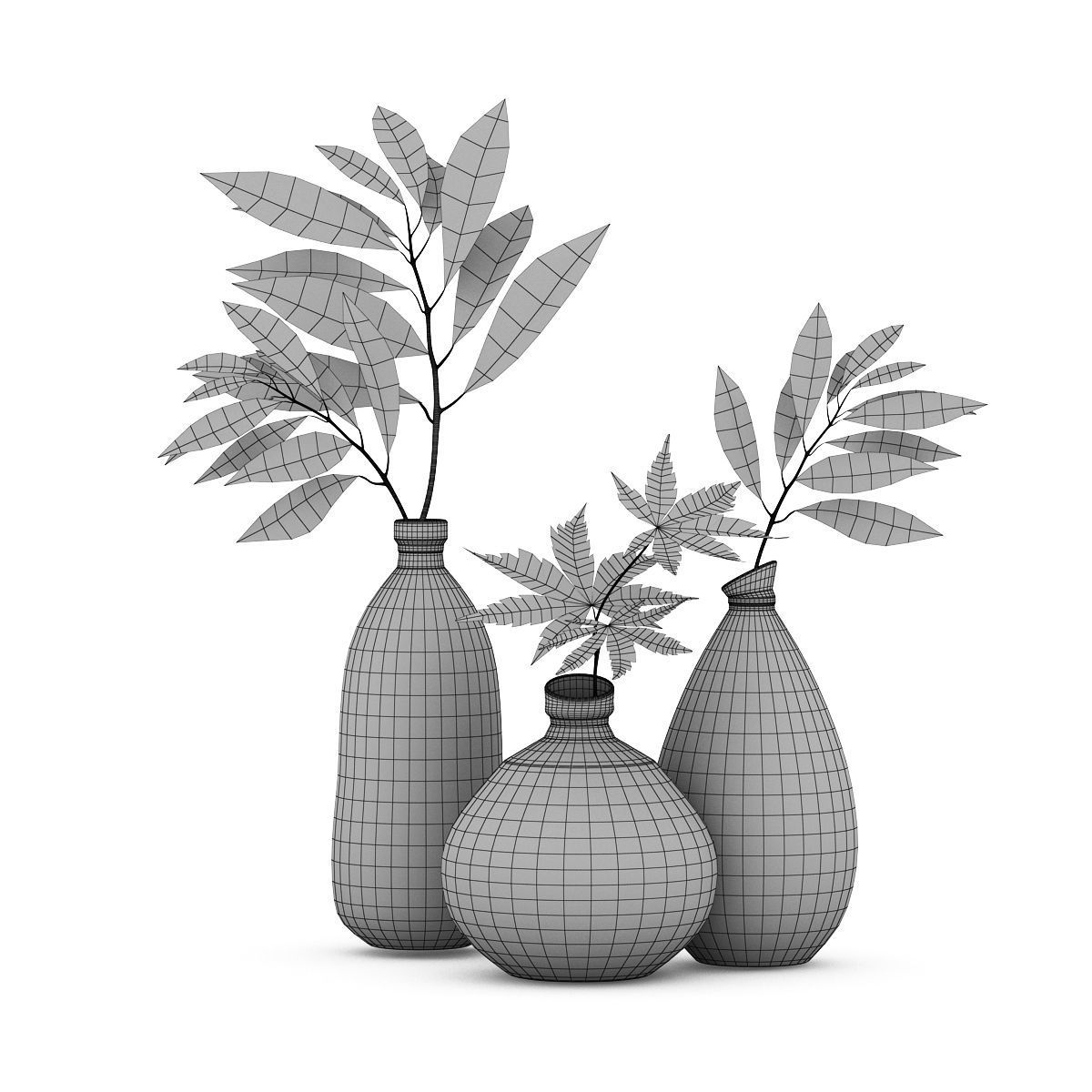 Leaf with vase 02 3D model_4